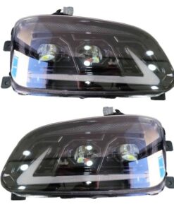 Suitable For All Hino FD FE FC GH GD FG RH LH Twin Lens Black LED Headlight Assembly Pair (Aftermarket)